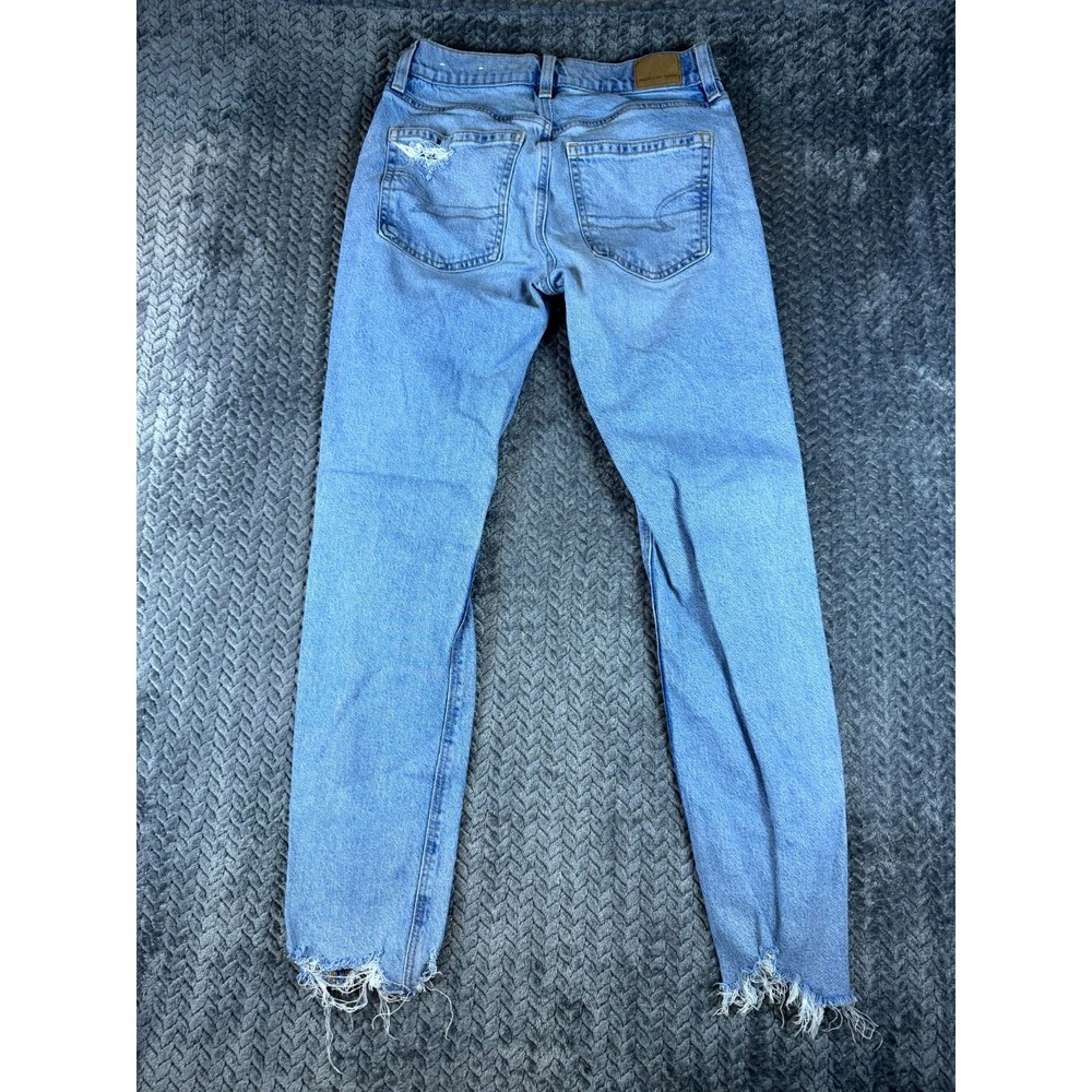 American Eagle Outfitters Jeans Womens 4 Blue Denim Stretch Distressed Raw Hem - Picture 8 of 9